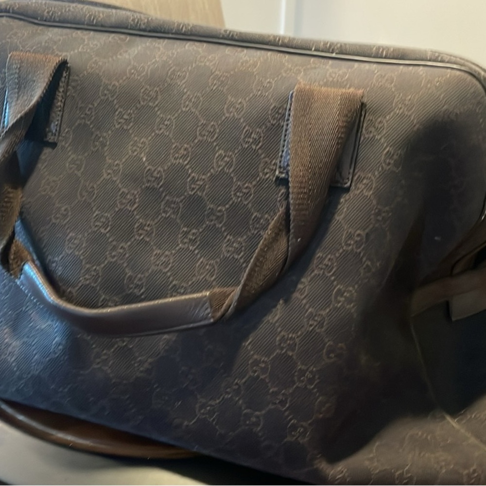 Gucci Brown Duffel Bag with Monogram Canvas
